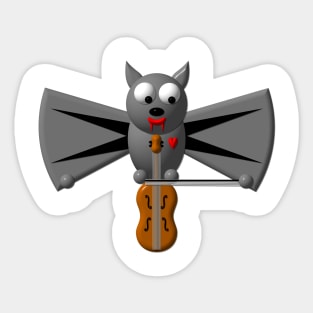 Cute Vampire Bat Playing a Violin Sticker